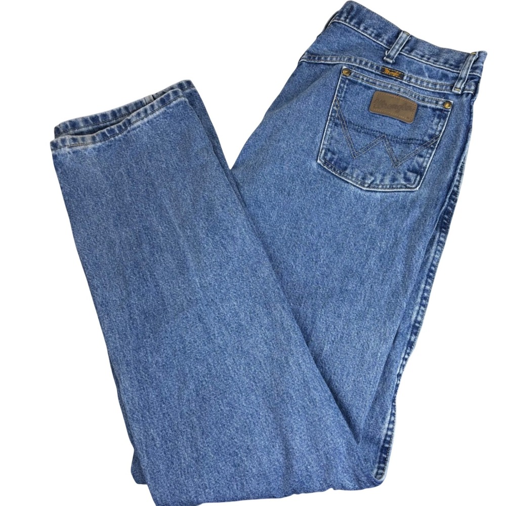 Wrangler Jeans Mens 38x36 Blue Cotton Denim Five Star Premium Straight Leg 4030